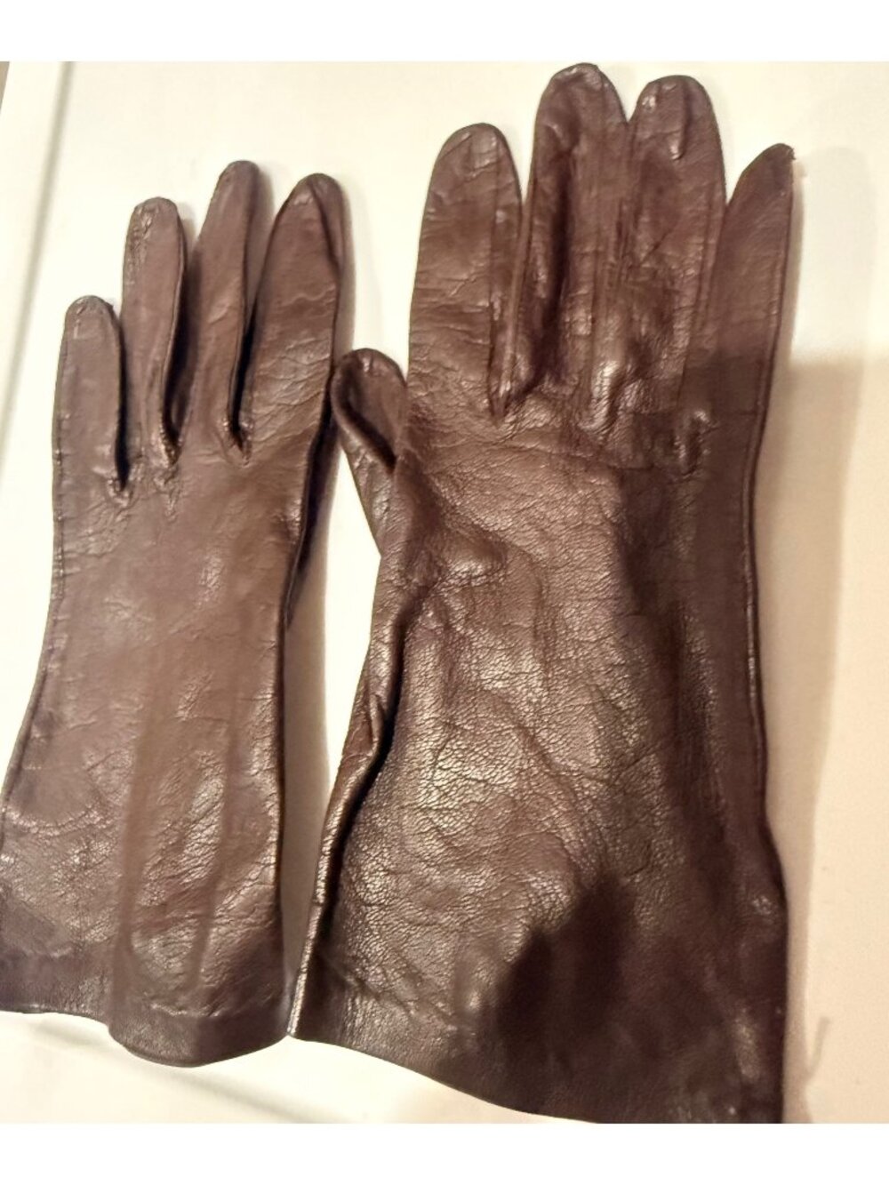 Vintage Brown Leather Gloves Made In Italy Womens Medium-